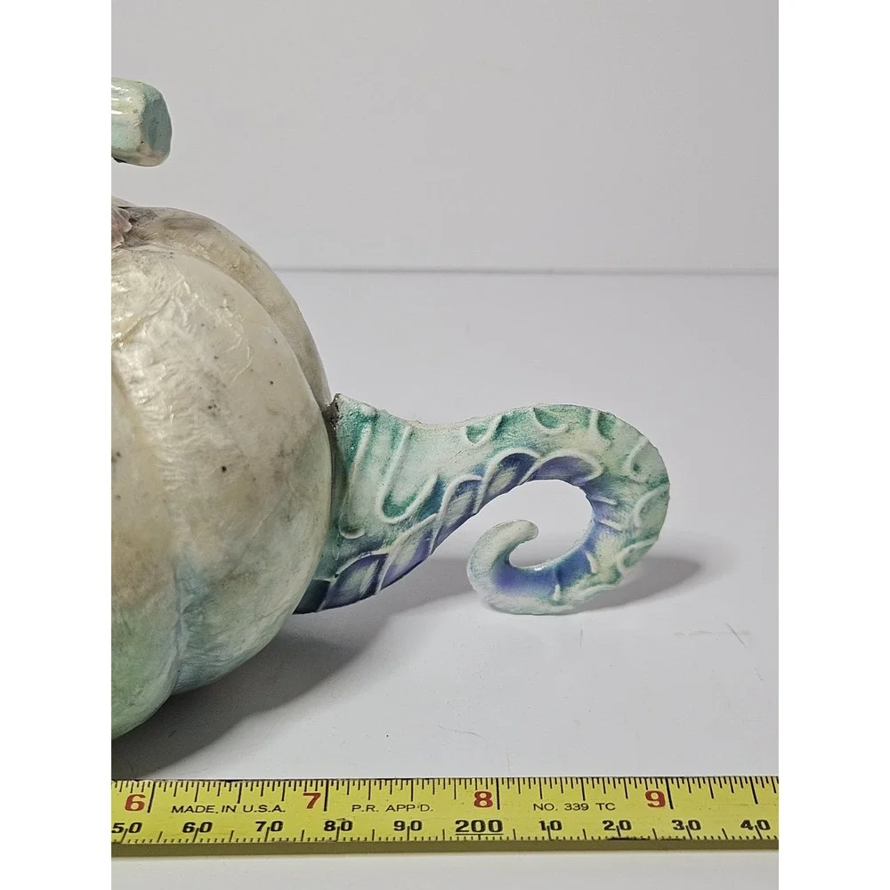 Coastal Seahorse Pumpkin Figurine Nautical Beach Halloween Fall Decor Iridescent